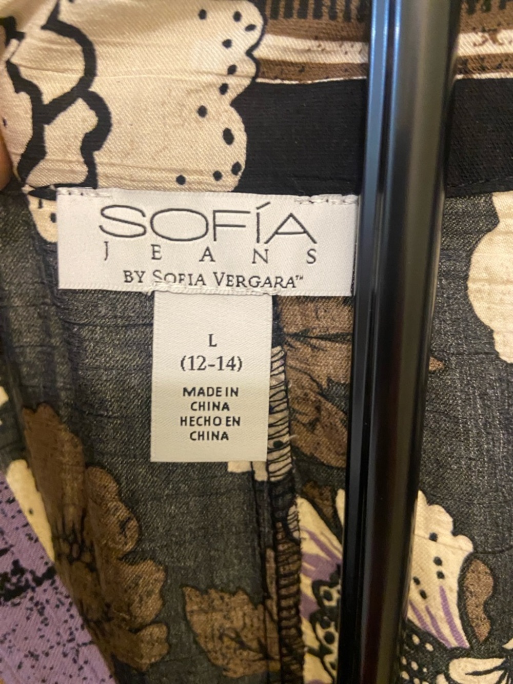 sofia by sofia vergara Black Dress with Cream, Brown & Purple Floral Print - Picture 2 of 4